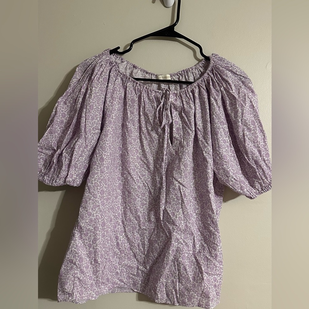 ANN MASHBURN Purple Floral Top